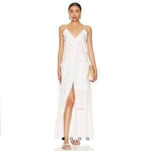 Tularosa Dress Lucy Tiered Maxi Button Down in White